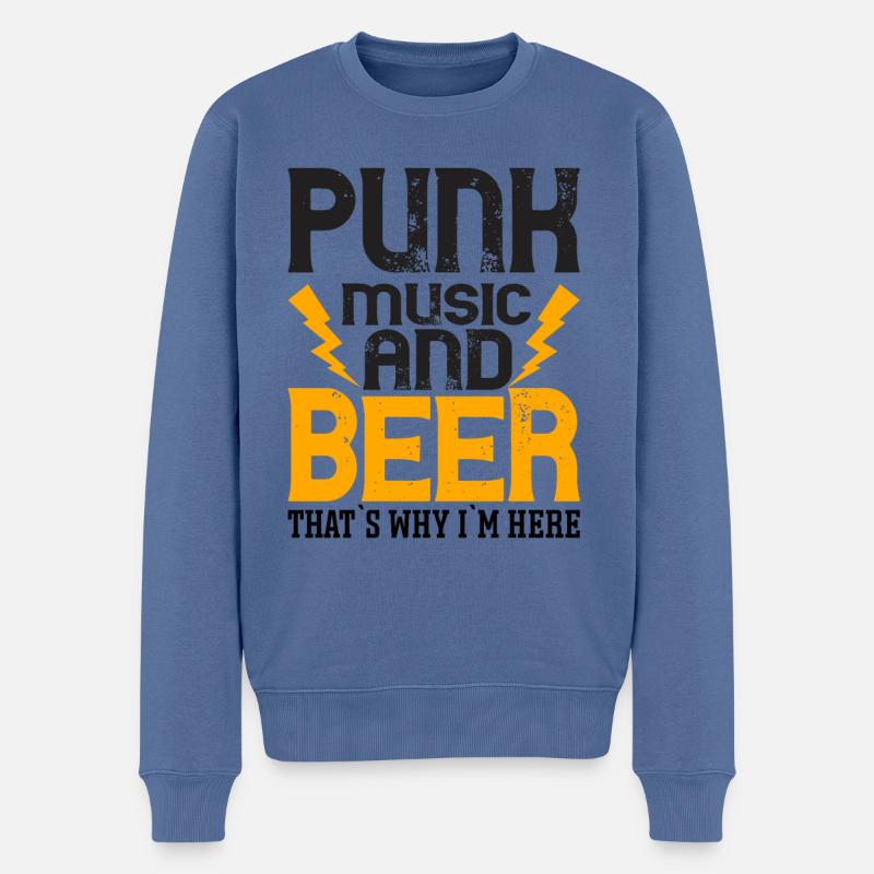 Musique punk et bière - Pull Premium bio Homme - bleu pigeon