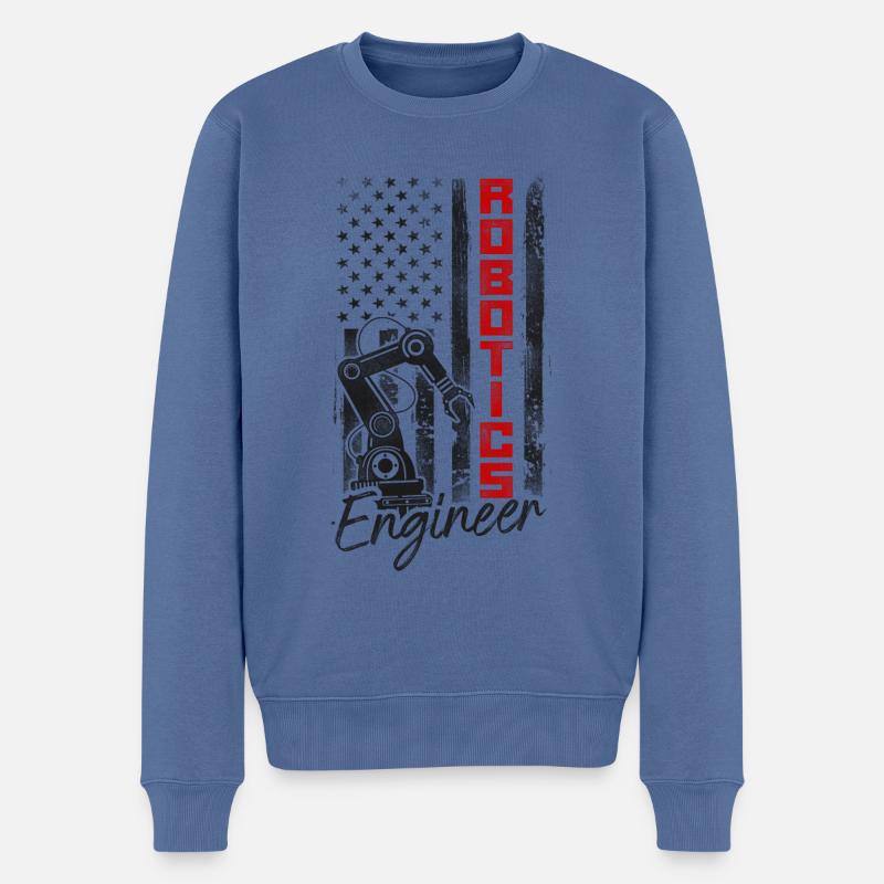 Robot Robotics Engineer American - Männer Premium Bio Pullover - Taubenblau
