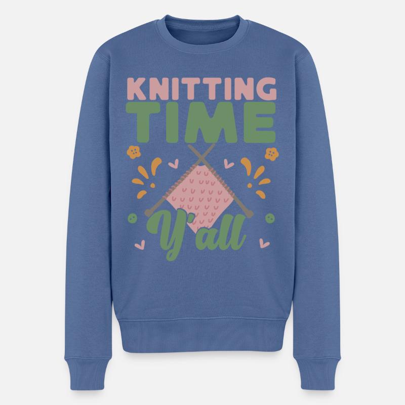 Knitting Knitter Knitting Time - Männer Premium Bio Pullover - Taubenblau