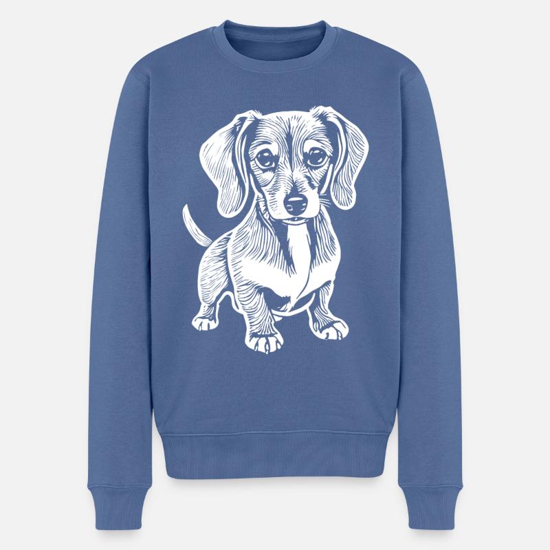 Dackel, mein treuer Begleiter - Welpe - Männer Premium Bio Pullover - Taubenblau