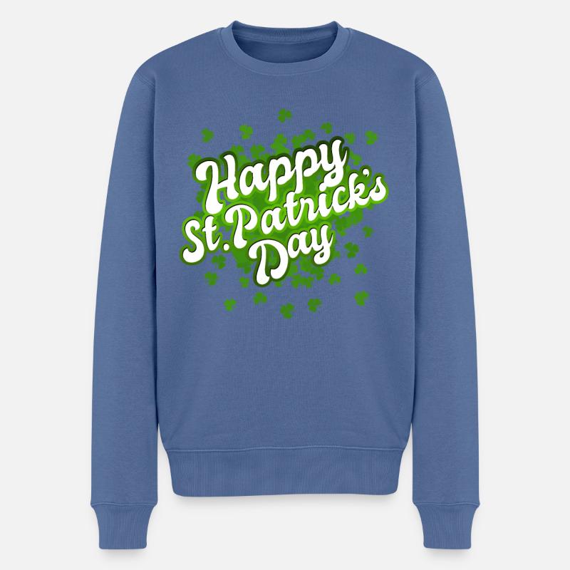 Bonne Saint-Patrick - Trèfle - Trèfle - Pull Premium bio Homme - bleu pigeon