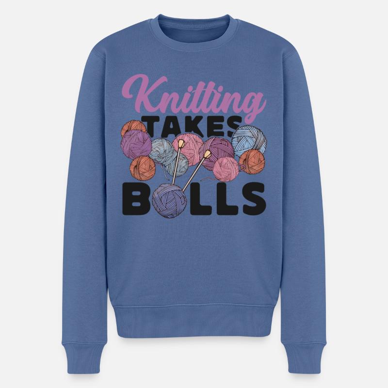 Knitting Knitter Knitting Takes - Männer Premium Bio Pullover - Taubenblau