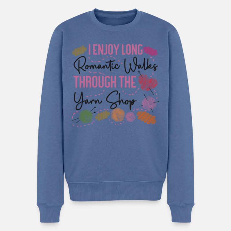 Knitting Knitter I Enjoy Long - Männer Premium Bio Pullover - Taubenblau