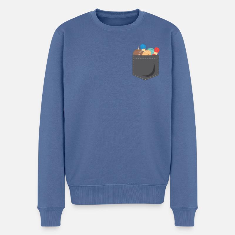 Knitting Knitter Pocket Knitting - Männer Premium Bio Pullover - Taubenblau