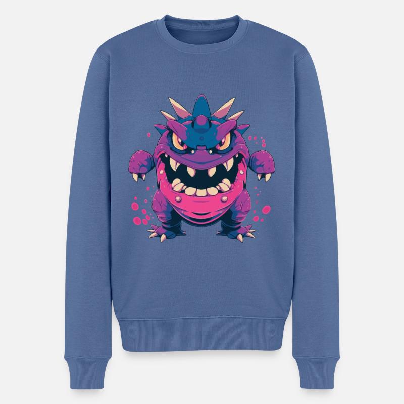 Monster Crash - Cooles lila Monster - Männer Premium Bio Pullover - Taubenblau