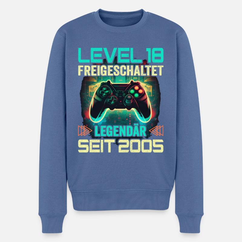 Level 18 Freigeschaltet 18. Geburtstag - Männer Premium Bio Pullover - Taubenblau