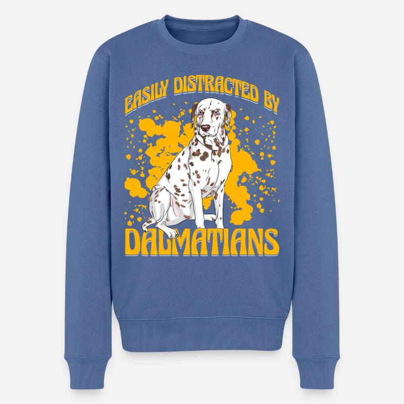 Easily distracted my Dalmatians - Männer Premium Bio Pullover - Taubenblau