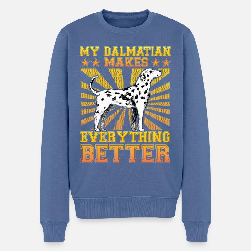 My Dalmatian makes everything better - Männer Premium Bio Pullover - Taubenblau