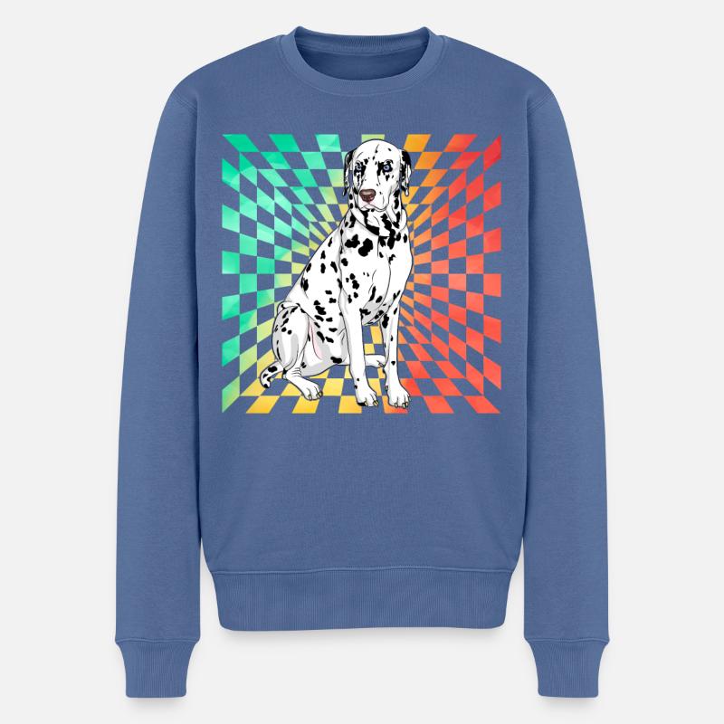 Dalmatiner Retro - Männer Premium Bio Pullover - Taubenblau