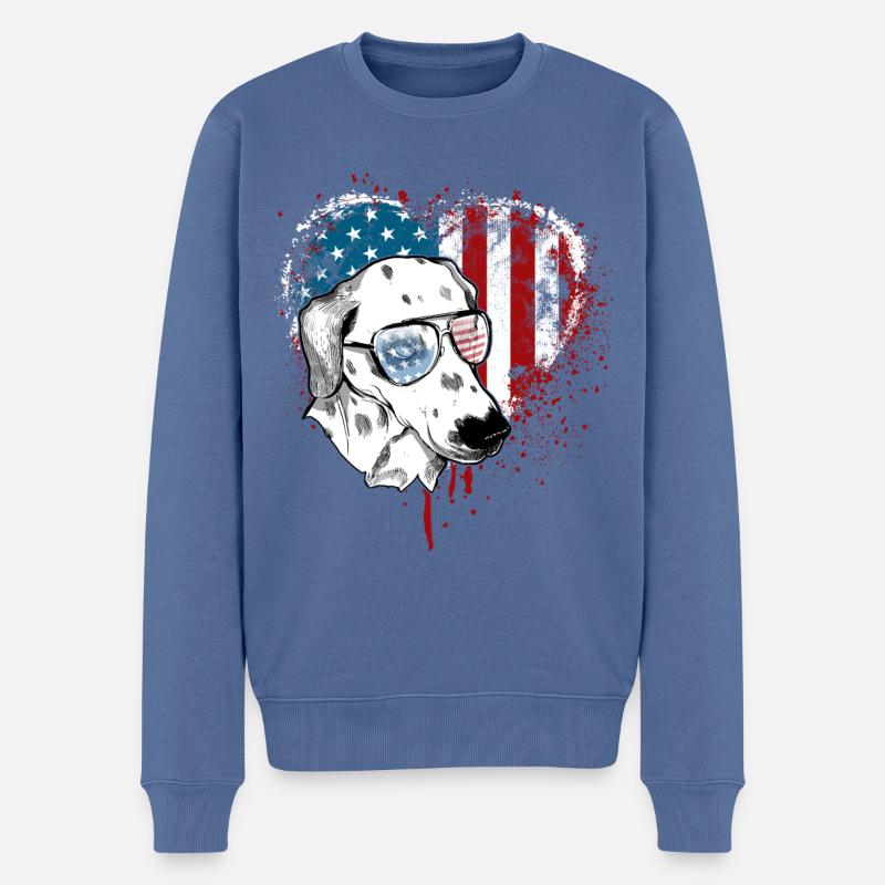 Dalmatiner USA - Männer Premium Bio Pullover - Taubenblau