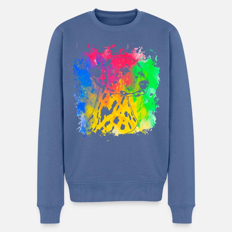 Dalmatiner Retro - Männer Premium Bio Pullover - Taubenblau