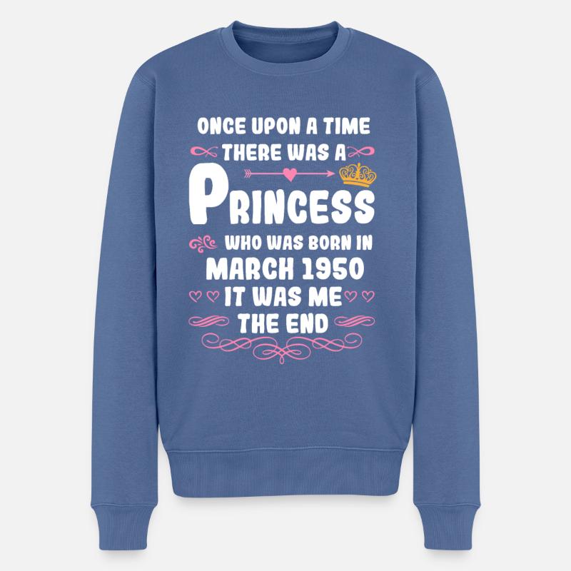 Es war einmal eine Prinzessin. März 1950 Geburtsta - Männer Premium Bio Pullover - Taubenblau