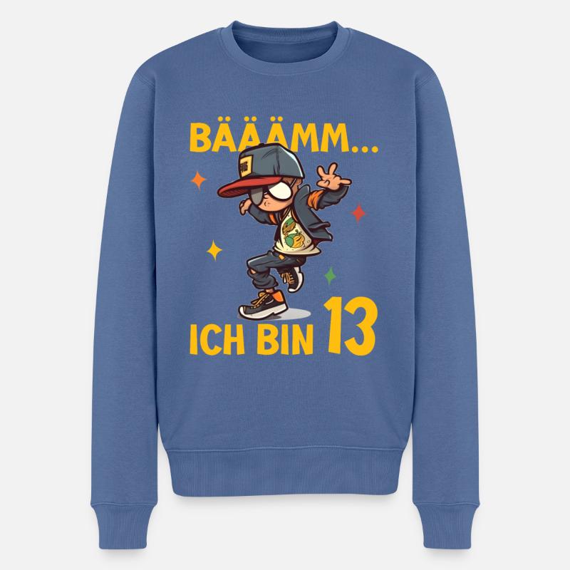 13.Geburtstag Jungen Geburtstagsgeschenk 13 Jahre - Männer Premium Bio Pullover - Taubenblau