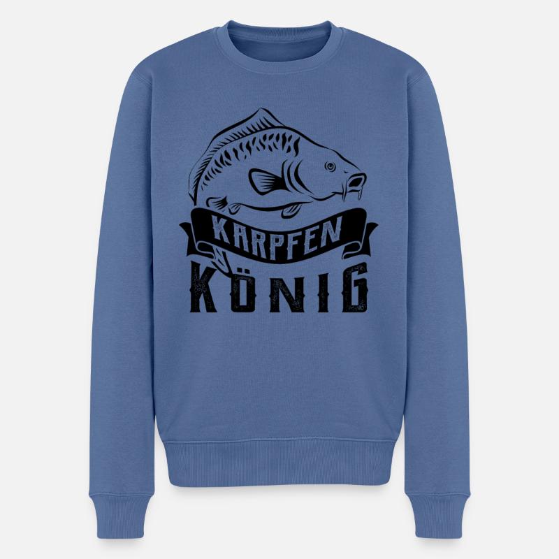 Karpfenkönig - Angler - angeln - Karpfen - Männer Premium Bio Pullover - Taubenblau