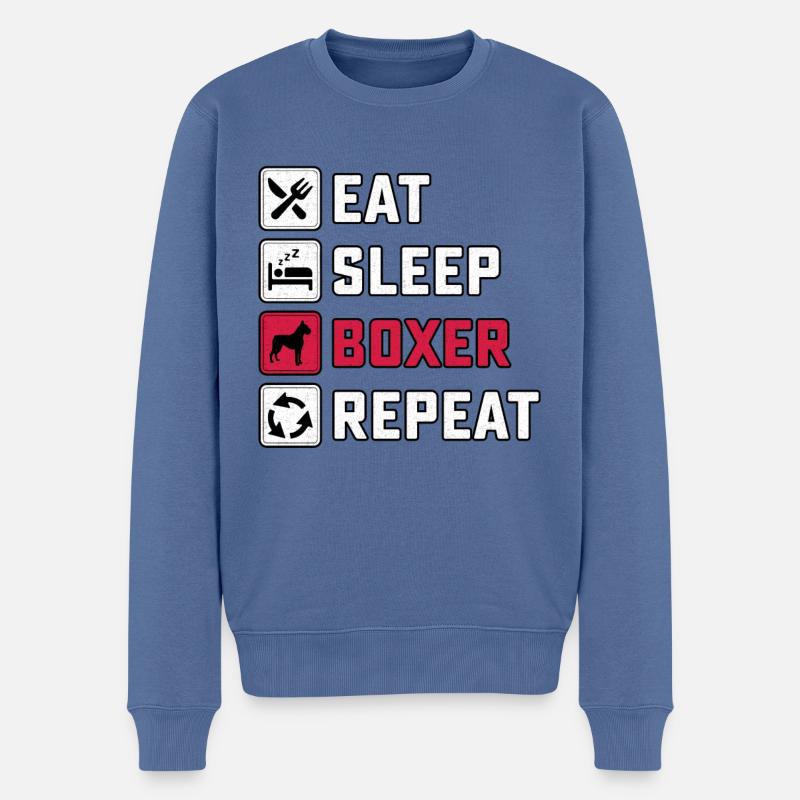 Eat Sleep Boxer Repeat - Männer Premium Bio Pullover - Taubenblau