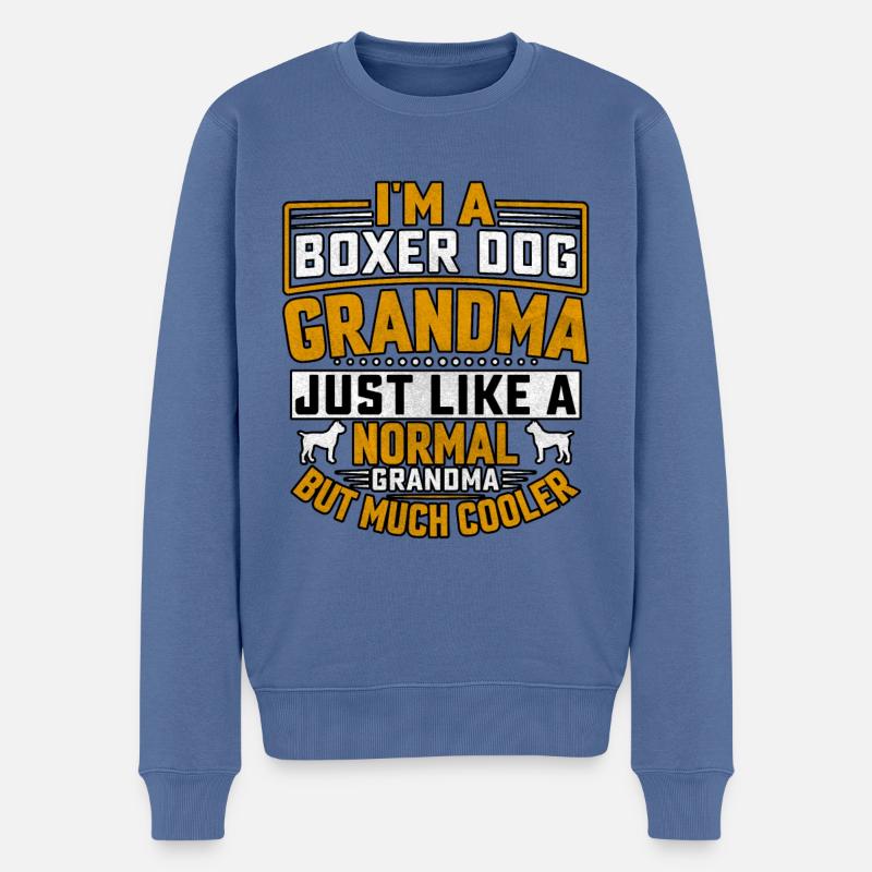 Boxer Dog Grand-mère - Pull Premium bio Homme - bleu pigeon
