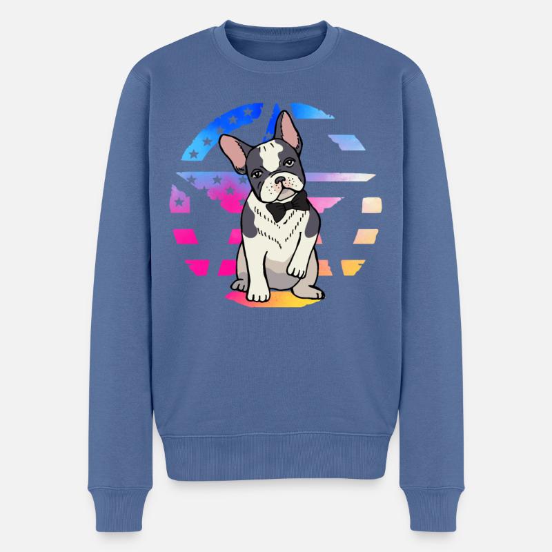 Bouledogue français - Pull Premium bio Homme - bleu pigeon