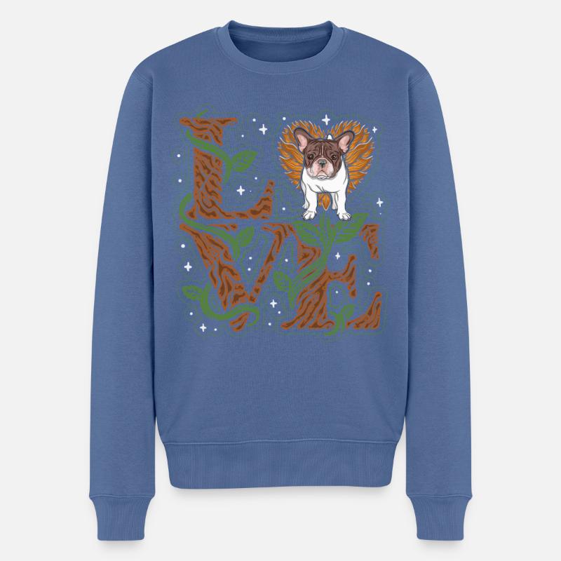 Amour bouledogue français - Pull Premium bio Homme - bleu pigeon