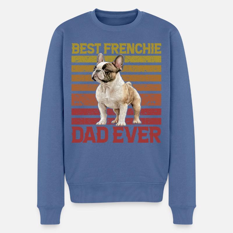 Best Frenchie Dad Ever - Männer Premium Bio Pullover - Taubenblau