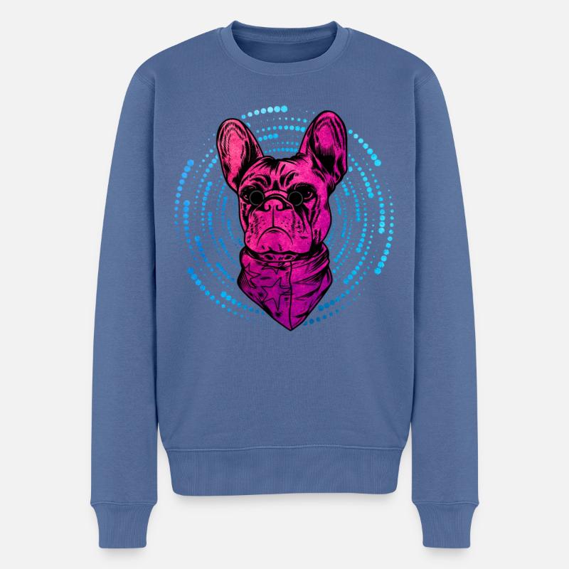 Bouledogue français - Pull Premium bio Homme - bleu pigeon