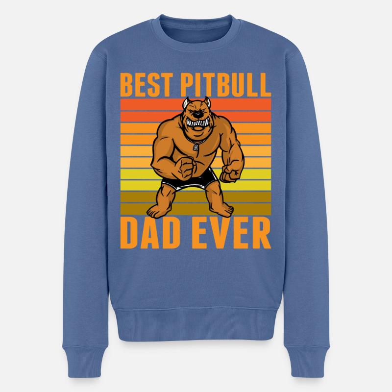 Best Pitbull dad ever - Männer Premium Bio Pullover - Taubenblau