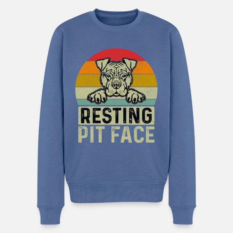 Resting Pit face - Männer Premium Bio Pullover - Taubenblau
