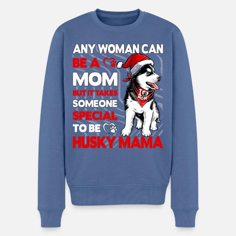 Husky Mama - Männer Premium Bio Pullover - Taubenblau