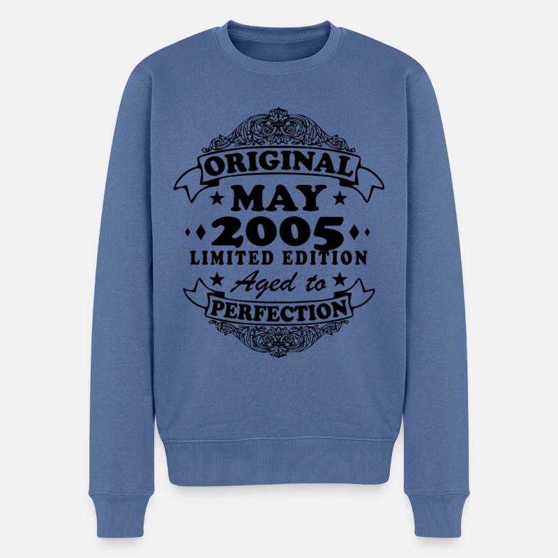 Original Mai 2005 18. Geburtstag Geschenk Herren - Männer Premium Bio Pullover - Taubenblau