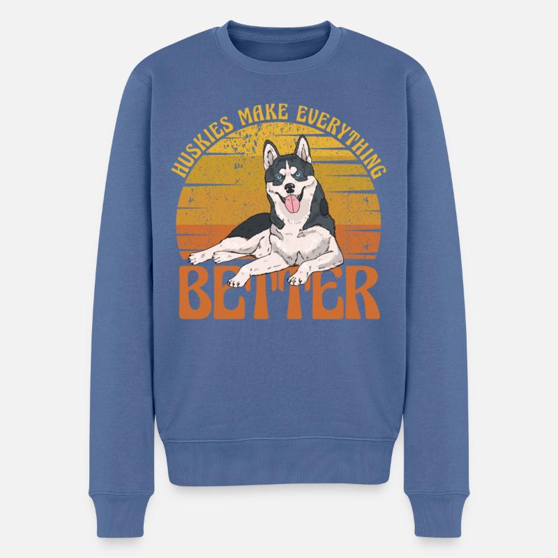 Huskies make everything better - Männer Premium Bio Pullover - Taubenblau