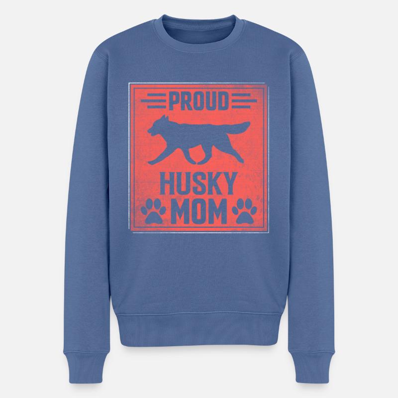 Proud Husky Mom - Männer Premium Bio Pullover - Taubenblau