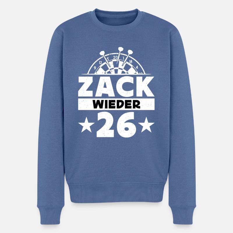 Dart, Zack wieder 26, Dartscheibe, Dartpfeil, Fun - Männer Premium Bio Pullover - Taubenblau
