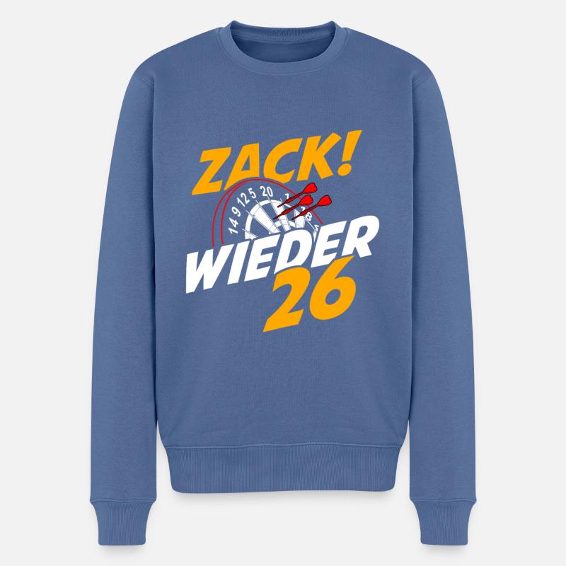 Dart, Zack wieder 26, Dartscheibe, Dartpfeil, Fun - Männer Premium Bio Pullover - Taubenblau