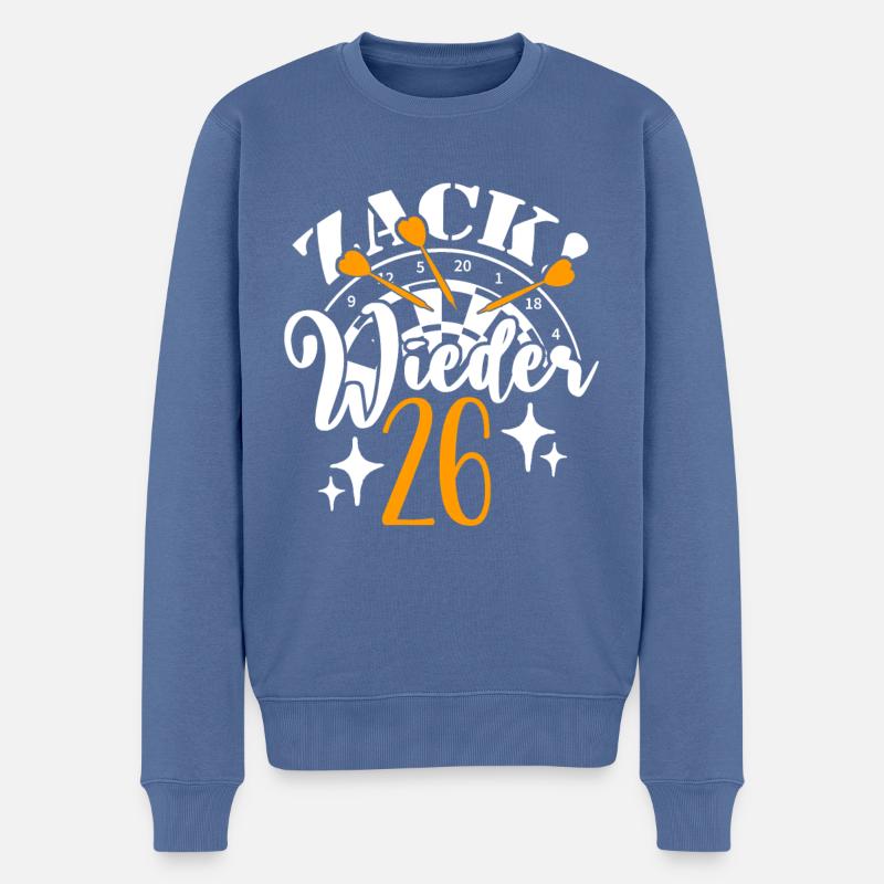 Dart, Zack wieder 26, Dartscheibe, Dartpfeil, Fun - Männer Premium Bio Pullover - Taubenblau