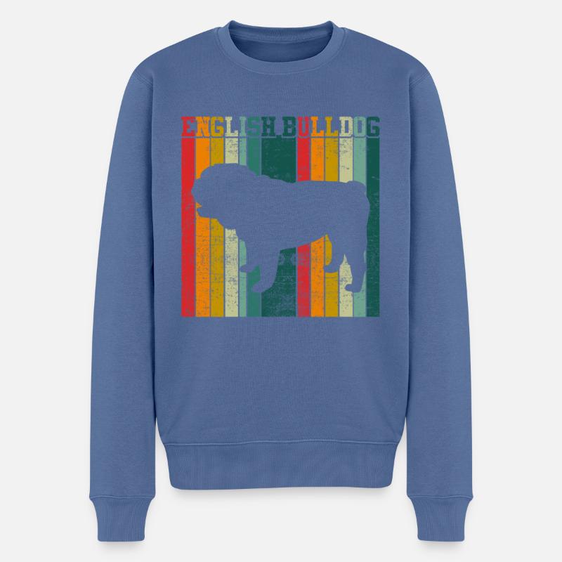 Bouledogue anglais Rétro - Pull Premium bio Homme - bleu pigeon