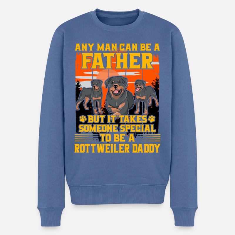 Rottweiler Papa - Pull Premium bio Homme - bleu pigeon