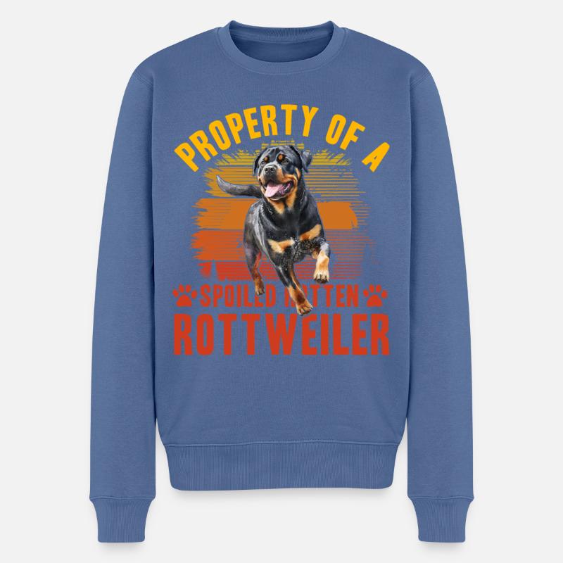 Propriété d’un Rottweiler pourri gâté - Pull Premium bio Homme - bleu pigeon