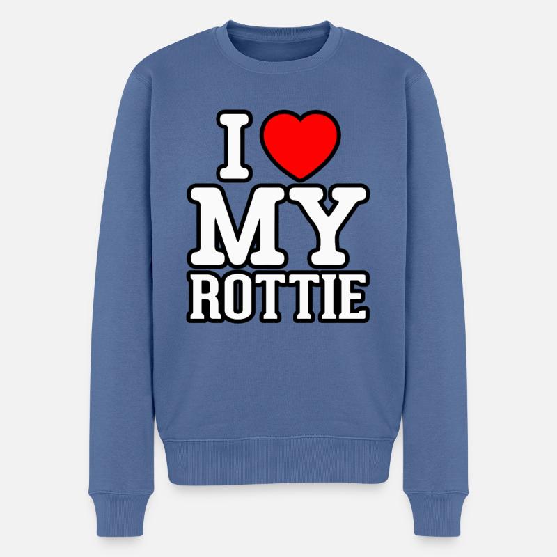 I love my Rottie - Männer Premium Bio Pullover - Taubenblau