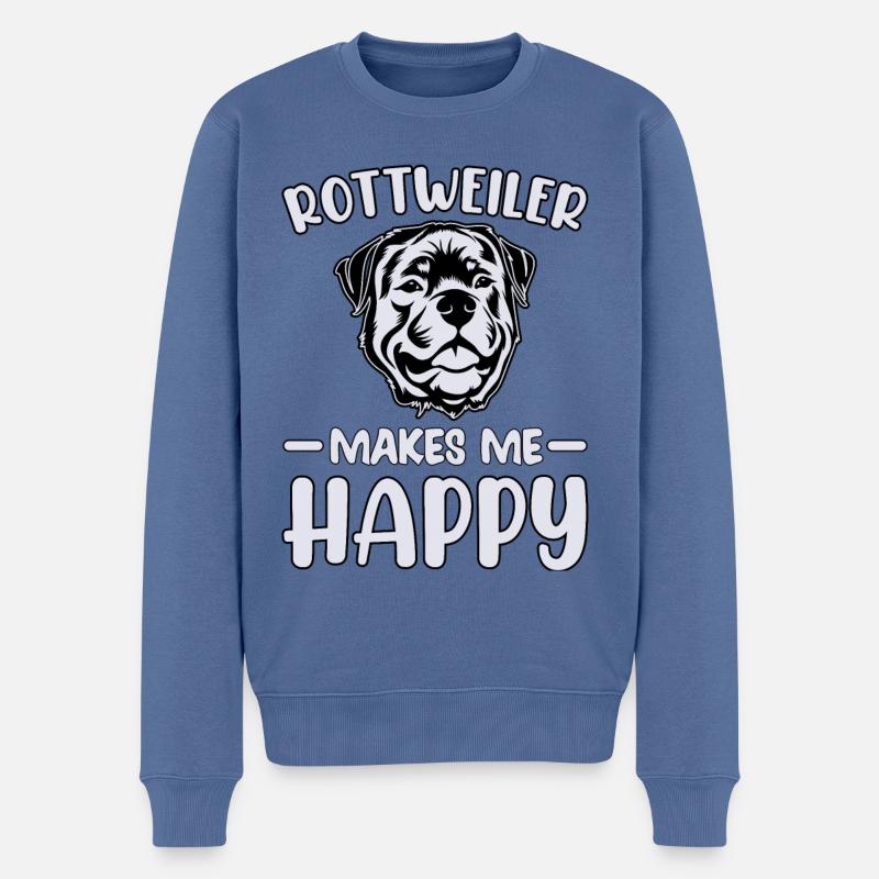 Rottweiler me rend heureux - Pull Premium bio Homme - bleu pigeon