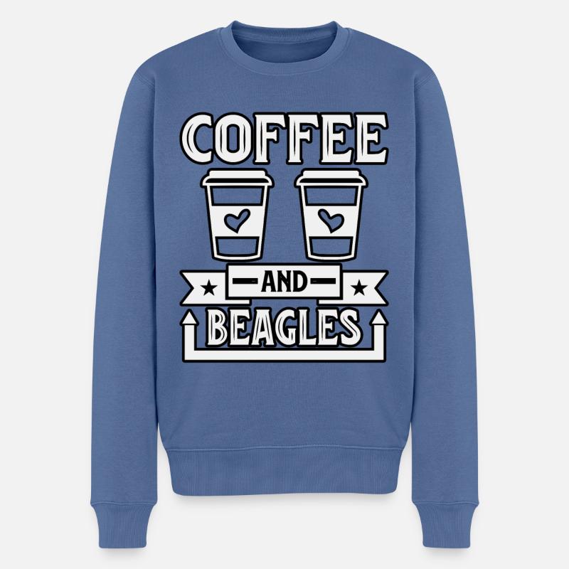 Café et Beagles - Pull Premium bio Homme - bleu pigeon