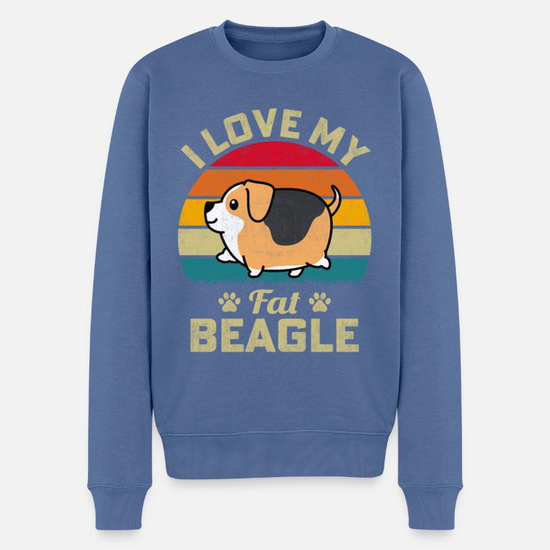 J’aime mon gros Beagle - Pull Premium bio Homme - bleu pigeon