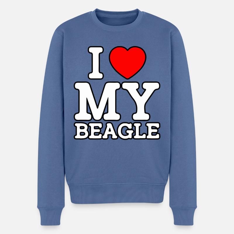 J’aime mon Beagle - Pull Premium bio Homme - bleu pigeon