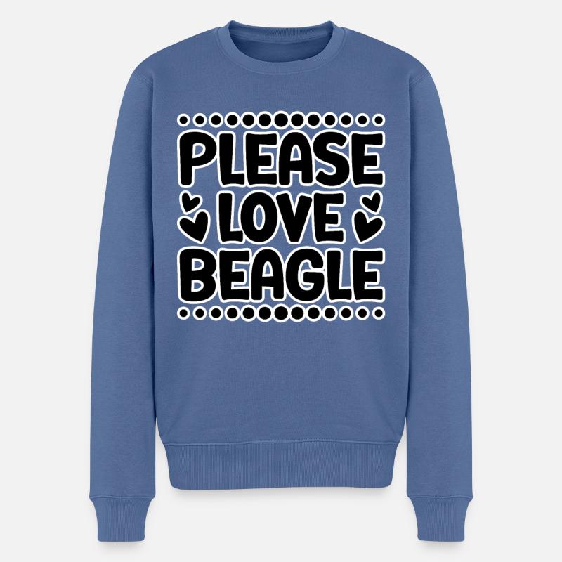 Please love Beagle - Männer Premium Bio Pullover - Taubenblau