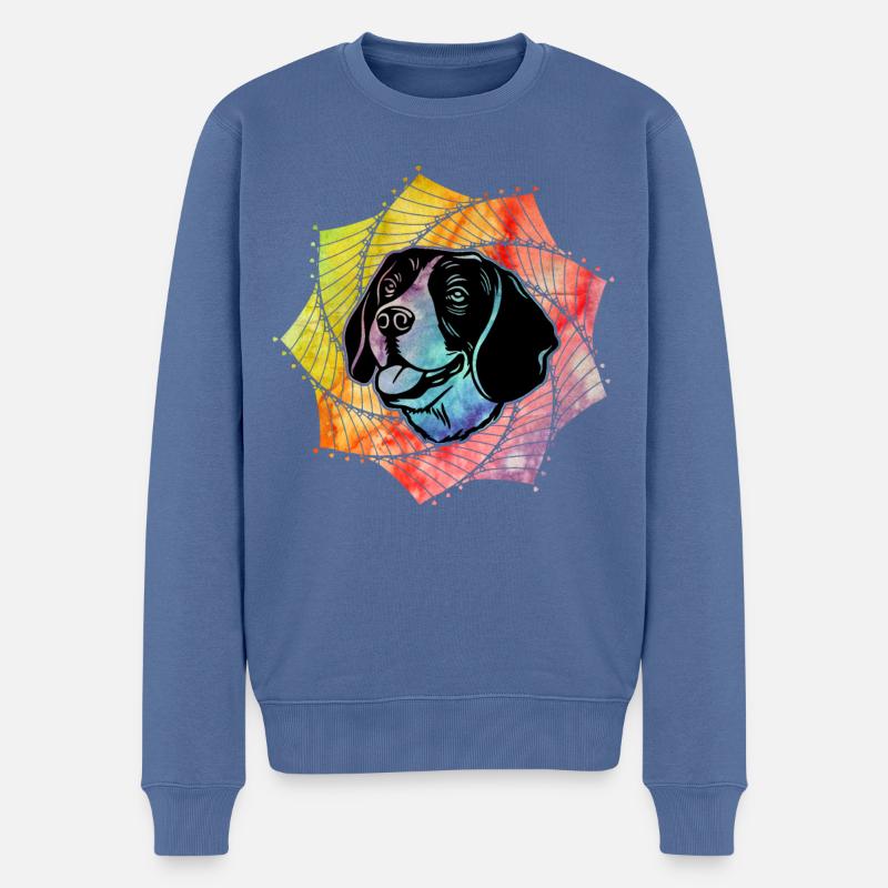 Chien Beagle - Pull Premium bio Homme - bleu pigeon