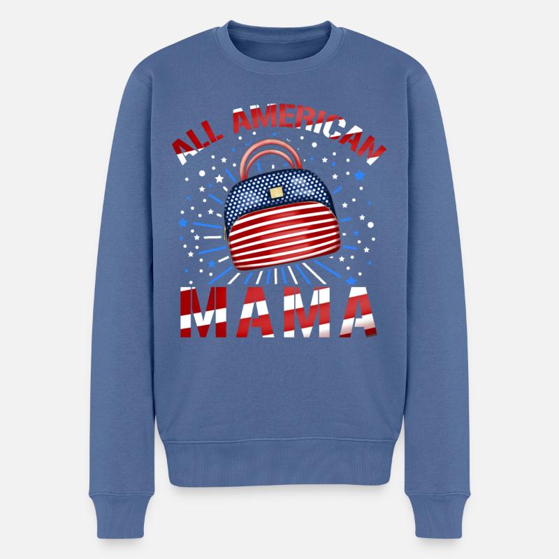 All American Mama - Männer Premium Bio Pullover - Taubenblau