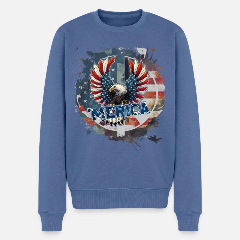 4. Juli - Männer Premium Bio Pullover - Taubenblau