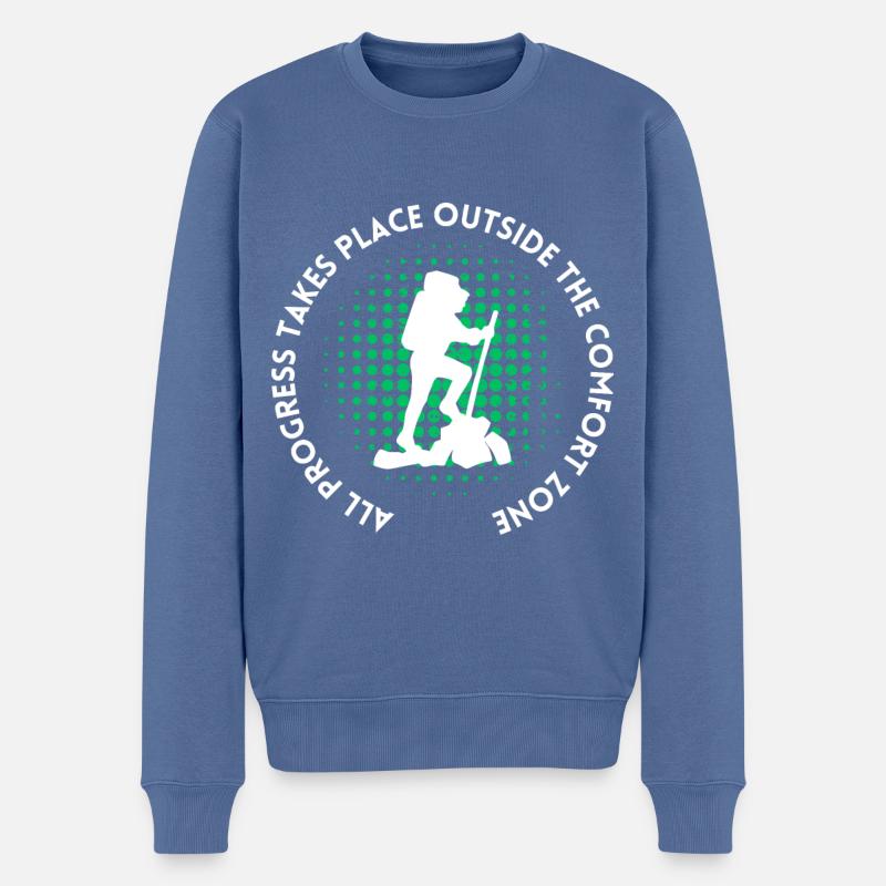 Wandern fortschritt außerhalb der Komfortzone - Männer Premium Bio Pullover - Taubenblau