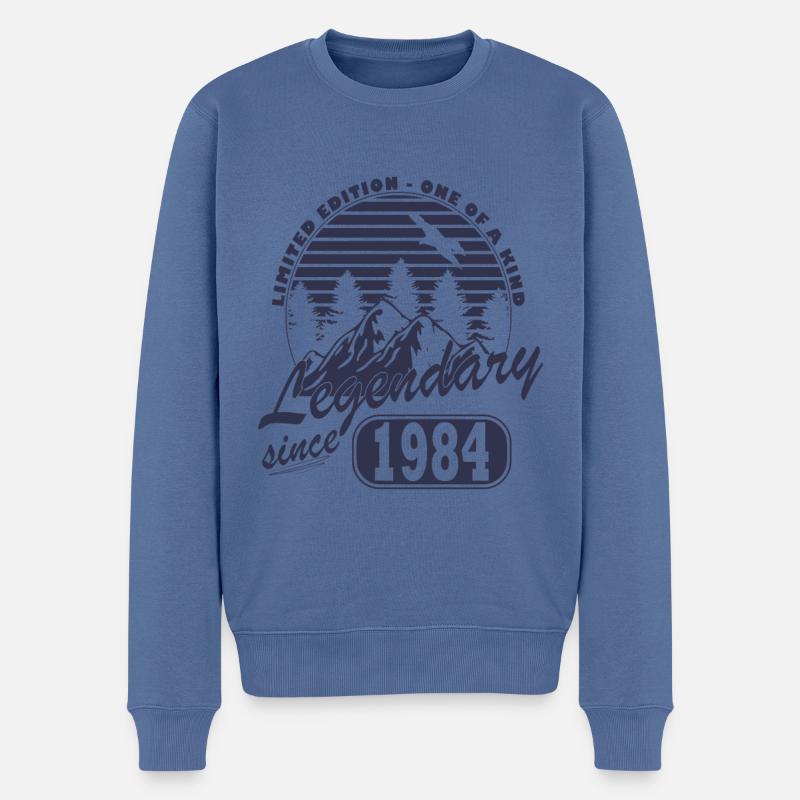 Lebende Legende seit 1984 - Männer Premium Bio Pullover - Taubenblau