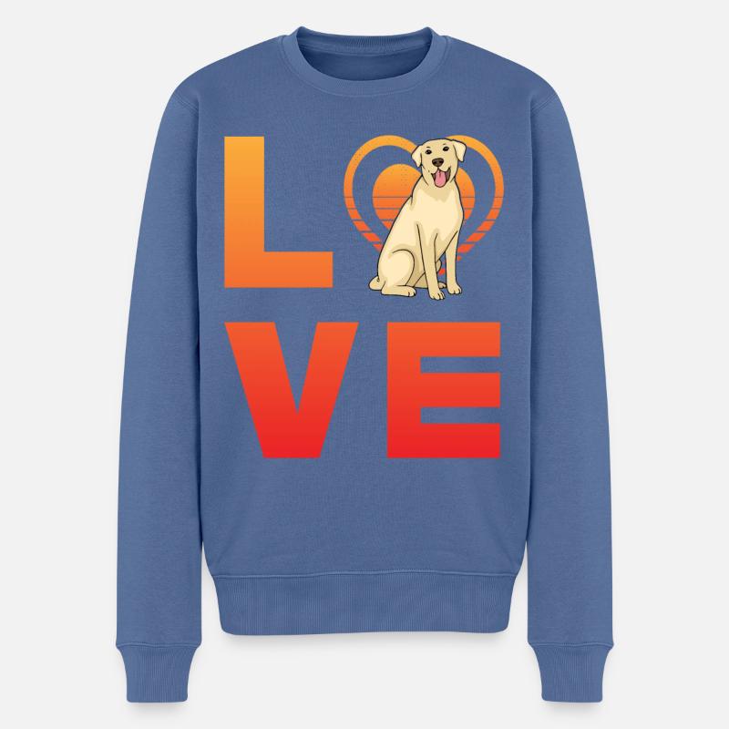 Labrador Love - Männer Premium Bio Pullover - Taubenblau