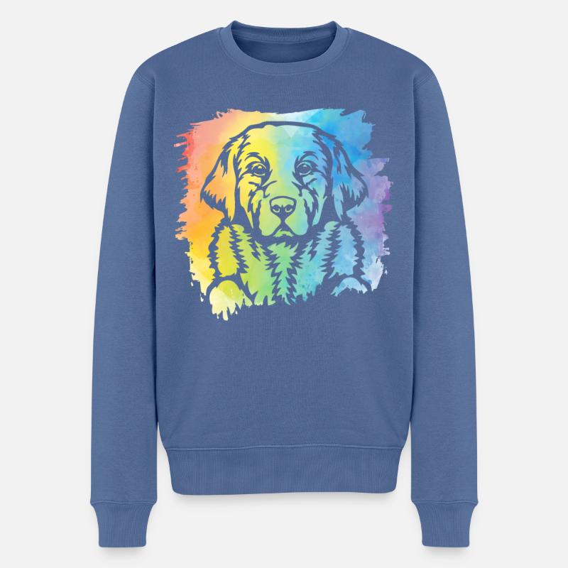 Labrador Retro - Männer Premium Bio Pullover - Taubenblau