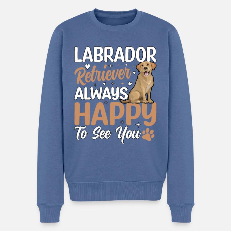 LABRADOR RETRIEVER always happy to see you - Männer Premium Bio Pullover - Taubenblau